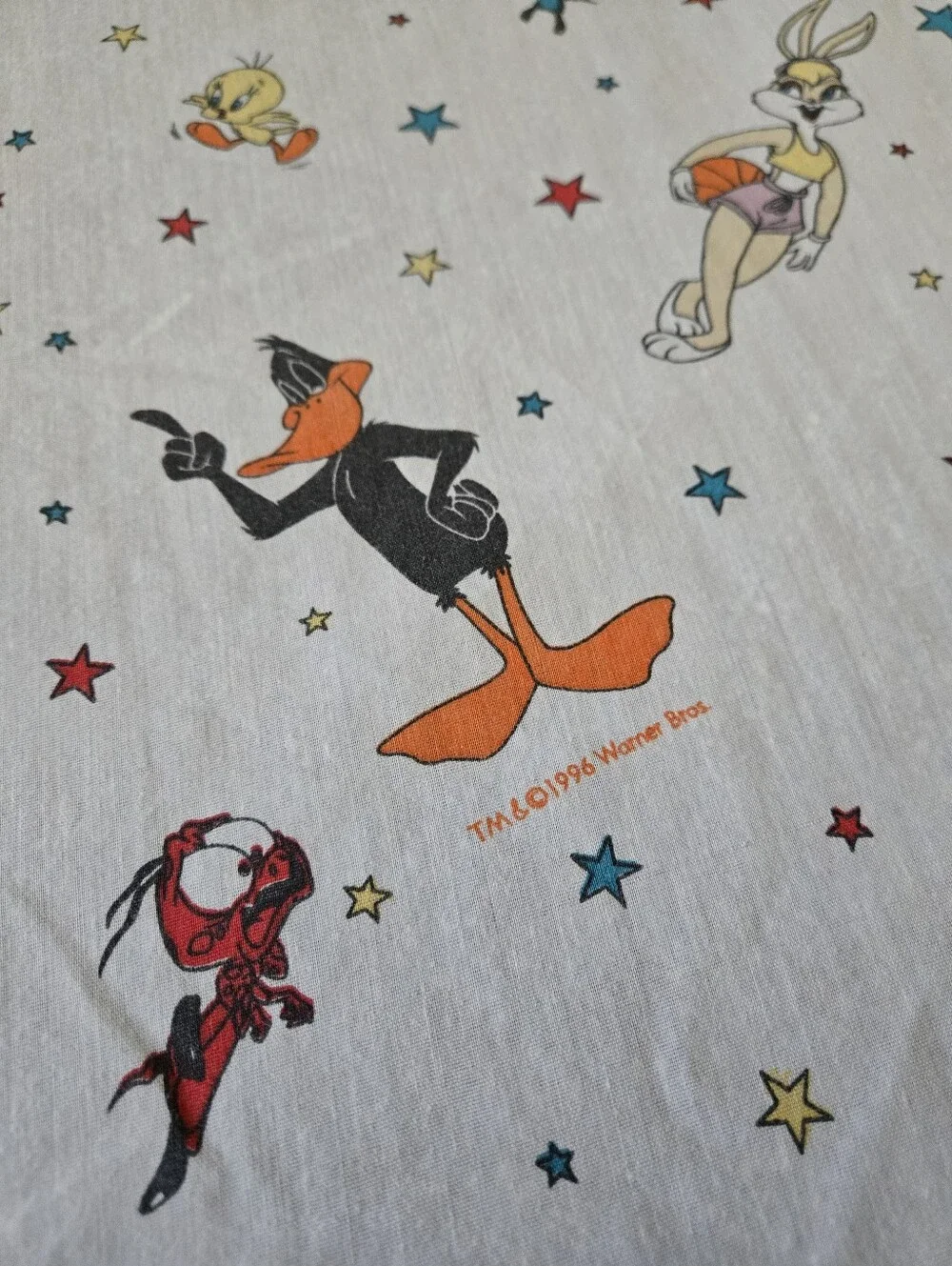 Vintage 1996 Space Jam Looney Tunes Twin Sheet Set Bibb Company Bugs Bunny